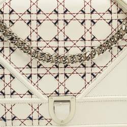 Dior Off White Cannage Stitched Leather Large Diorama Flap Shoulder Bag