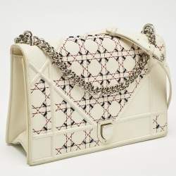Dior Off White Cannage Stitched Leather Large Diorama Flap Shoulder Bag
