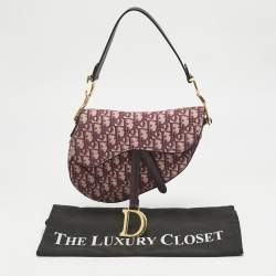 Dior Burgundy Oblique Canvas Saddle Bag