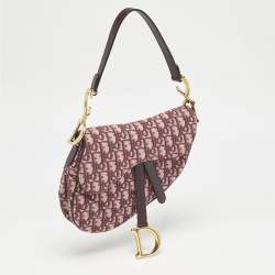 Dior Burgundy Oblique Canvas Saddle Bag