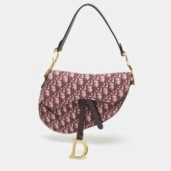 Dior Burgundy Oblique Canvas Saddle Bag