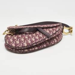 Dior Burgundy Oblique Canvas Saddle Bag