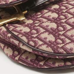 Dior Burgundy Oblique Canvas Saddle Bag