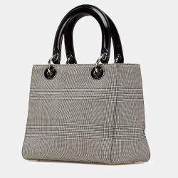 Dior Grey Medium Canvas Houndstooth Lady Dior