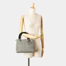 Dior Grey Medium Canvas Houndstooth Lady Dior