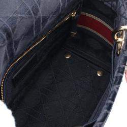 Dior Navy Blue Medium Velvet Cannage Lady D Lite