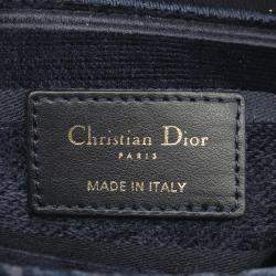 Dior Navy Blue Medium Velvet Cannage Lady D Lite