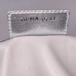 Pre Owned Dior Silver Medium Metallic Calfskin Cannage Supple Caro Bag