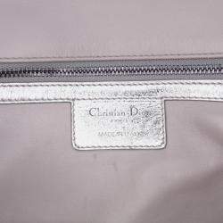 Pre Owned Dior Silver Medium Metallic Calfskin Cannage Supple Caro Bag