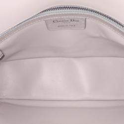 Pre Owned Dior Silver Medium Metallic Calfskin Cannage Supple Caro Bag