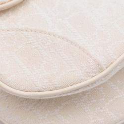 Pre Owned Dior White Mini Oblique Canvas Saddle Bag