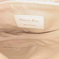 Pre Owned Dior White Mini Oblique Canvas Saddle Bag