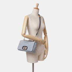 Dior Blue Medium Denim Macrocannage Caro Bag