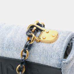 Dior Blue Medium Denim Macrocannage Caro Bag