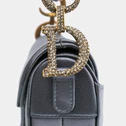 Dior Grey Mini Satin Crystal Embellished Saddle
