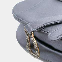 Dior Grey Mini Satin Crystal Embellished Saddle
