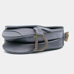 Dior Grey Mini Satin Crystal Embellished Saddle
