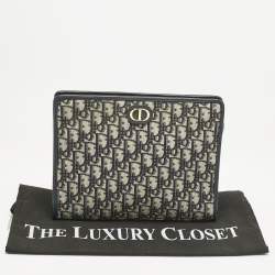 Dior Navy Blue Oblique Jacquard Canvas 30 Montaigne Dea Pouch