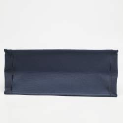 Pre Owned Dior Navy Blue Embroidered Canvas Large New Alps Book Tote