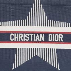 Pre Owned Dior Navy Blue Embroidered Canvas Large New Alps Book Tote