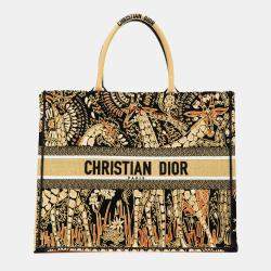 Dior Yellow Large Canvas Embroidered Dior Animals Giraffe Book Tote