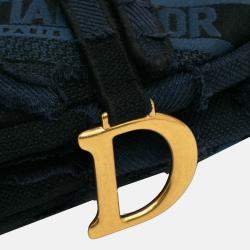 Dior Blue Canvas Embroidered Camouflage Saddle Bag