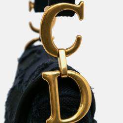 Dior Blue Canvas Embroidered Camouflage Saddle Bag