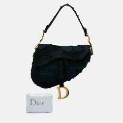 Dior Blue Canvas Embroidered Camouflage Saddle Bag