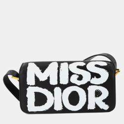 Christian Dior Black/White Calfskin Graffiti Printed Miss Dior Flap Bag
