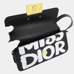 Christian Dior Black/White Calfskin Graffiti Printed Miss Dior Flap Bag
