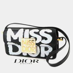 Christian Dior Black/White Calfskin Graffiti Printed Miss Dior Flap Bag
