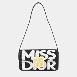 Christian Dior Black/White Calfskin Graffiti Printed Miss Dior Flap Bag
