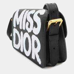 Christian Dior Black/White Calfskin Graffiti Printed Miss Dior Flap Bag
