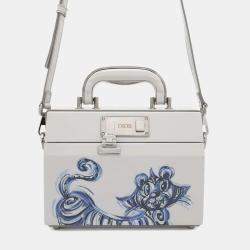 Christian Dior Printed Leather Kenny Scharf Year of the Tiger Top Handle Clasp Lock Bag 