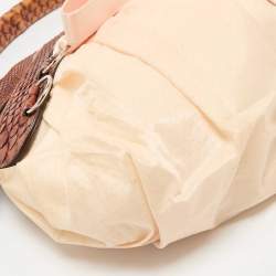 Dior Brown/Peach Fabric and Python Ballet Hobo
