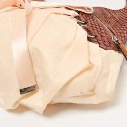 Dior Brown/Peach Fabric and Python Ballet Hobo