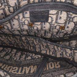 Dior Blue Oblique Embroidered Canvas Saddle Bag