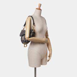 Dior Blue Oblique Embroidered Canvas Saddle Bag