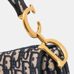 Dior Blue Oblique Embroidered Canvas Saddle Bag