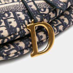 Dior Blue Oblique Embroidered Canvas Saddle Bag