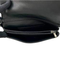Dior Black Leather Caro Star Studded Flap Wallet On Chain 