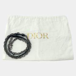 Dior Black Leather Caro Star Studded Flap Wallet On Chain 