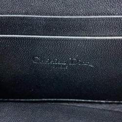 Dior Black Leather Caro Star Studded Flap Wallet On Chain 