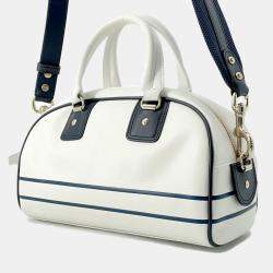 Dior White/Navy Leather Rubber Small Vibe Bowling Bag 