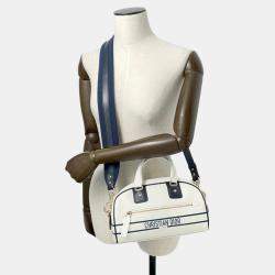 Dior White/Navy Leather Rubber Small Vibe Bowling Bag 