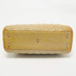 Pre Owned Dior Cream Cannage Patent Leather Large Soft Lady Dior Shopper Tote