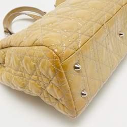 Pre Owned Dior Cream Cannage Patent Leather Large Soft Lady Dior Shopper Tote