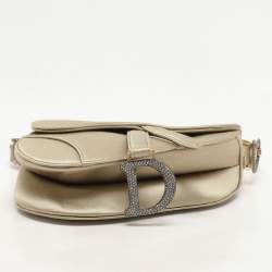 Pre Owned Dior Olive Satin Mini Saddle Bag