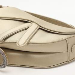 Pre Owned Dior Olive Satin Mini Saddle Bag