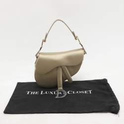 Pre Owned Dior Olive Satin Mini Saddle Bag